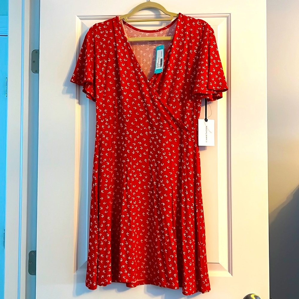 41 Hawthorn Large Petite Red Surplice Dress